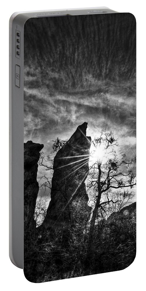 Black And White Photographs Portable Battery Charger featuring the photograph Rays by Phyllis Meinke