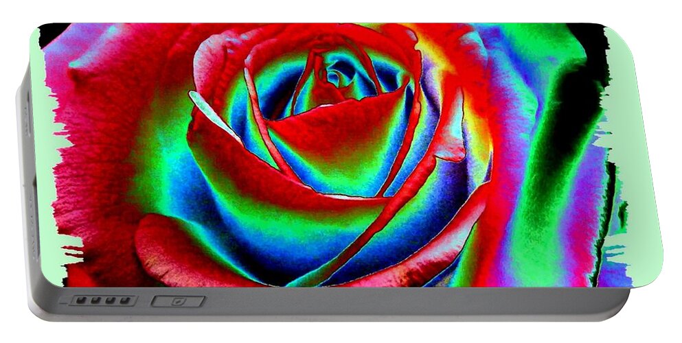 Razzle Dazzle Rose Portable Battery Charger featuring the digital art Razzle Dazzle Rose by Will Borden