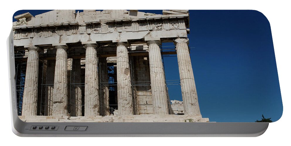 Acropolis Portable Battery Charger featuring the photograph Rebuilding the Parthenon by Lorraine Devon Wilke
