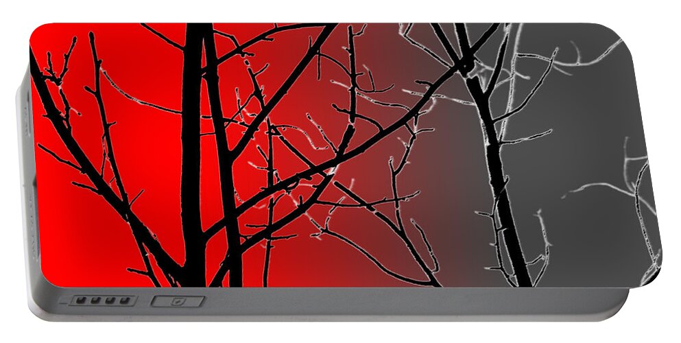 Branches Portable Battery Charger featuring the photograph Red And Gray by Cynthia Guinn