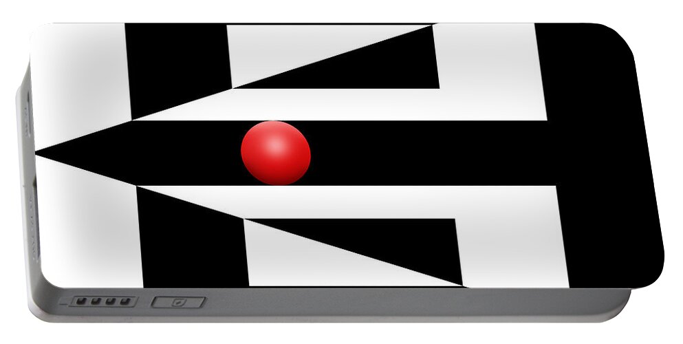 Abstract Portable Battery Charger featuring the digital art Red Ball 3 by Mike McGlothlen