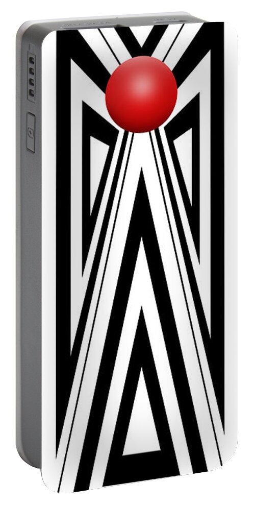 Abstract Portable Battery Charger featuring the digital art Red Ball 7a V Panoramic by Mike McGlothlen