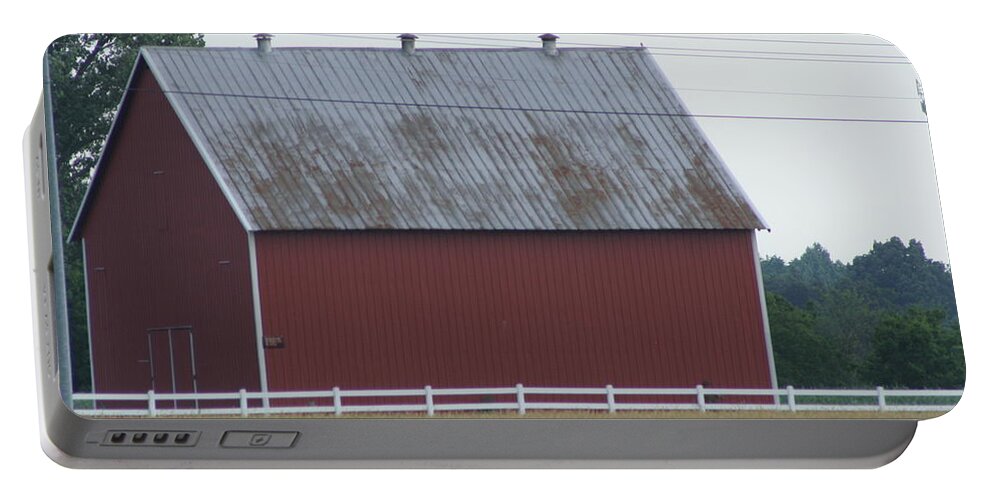 Barn Portable Battery Charger featuring the photograph Kentucky Red Barn by Valerie Collins