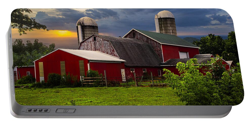 Appalachia Portable Battery Charger featuring the photograph Red Barns by Debra and Dave Vanderlaan