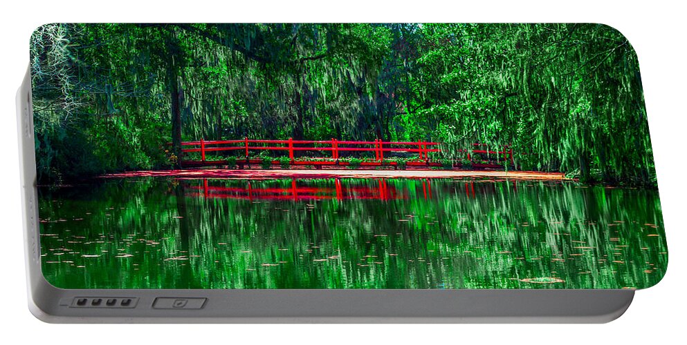 Optical Playground By Mp Ray Portable Battery Charger featuring the photograph Red Bridge by Optical Playground By MP Ray
