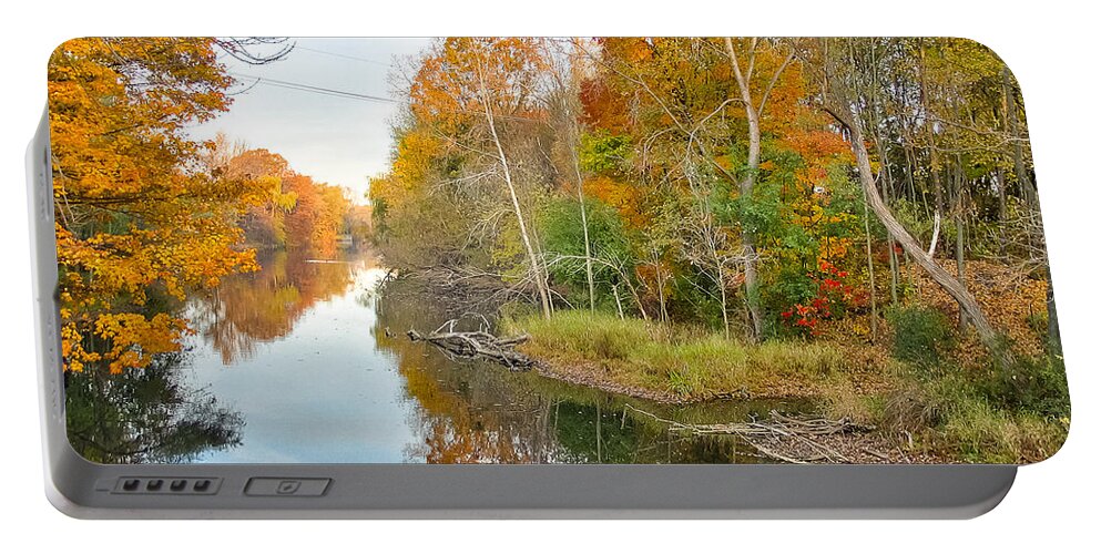 Michigan Portable Battery Charger featuring the photograph Red Cedar Fall Colors by Lars Lentz