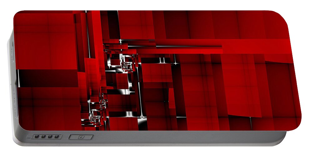 Fractal Portable Battery Charger featuring the digital art Red Construction I by Richard Ortolano