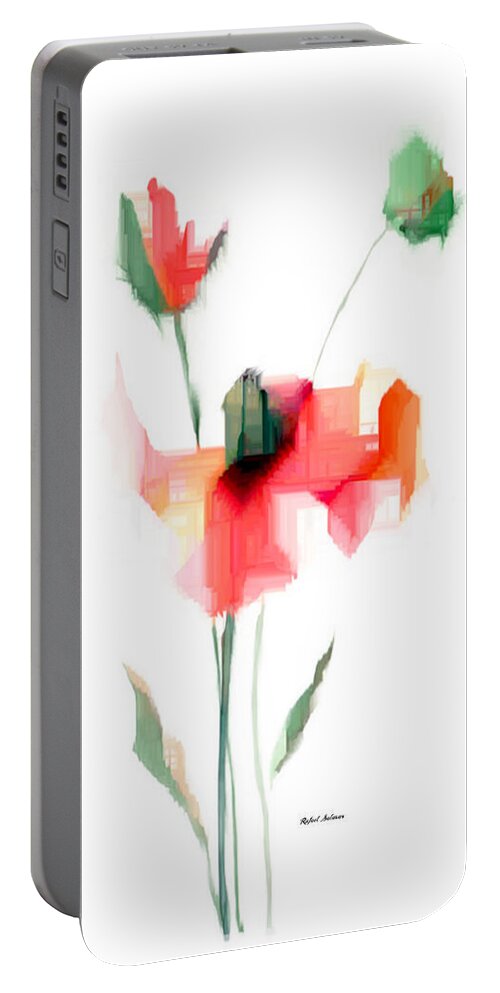 Passion Portable Battery Charger featuring the digital art Red Flowers by Rafael Salazar