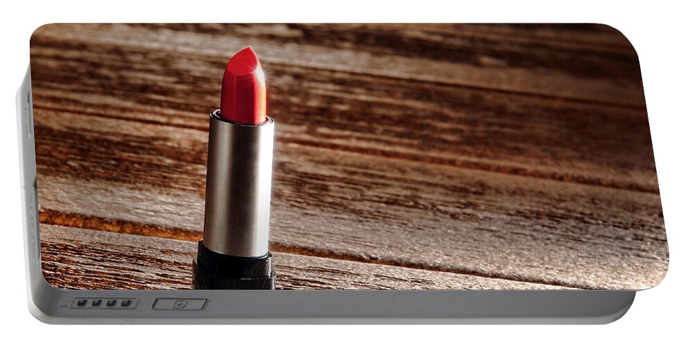Lipstick Portable Battery Charger featuring the photograph Red Lipstick by Olivier Le Queinec