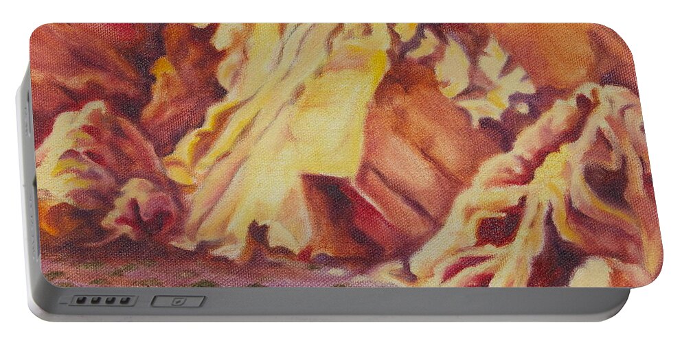 Southwest Rock Formation Portable Battery Charger featuring the painting Red Rocks by Michele Myers