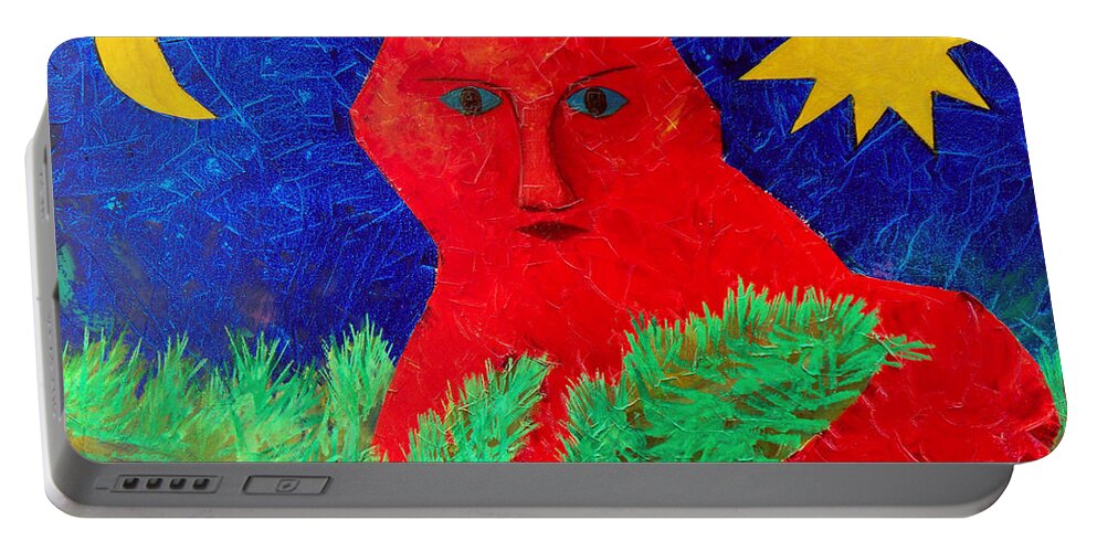 Fantasy Portable Battery Charger featuring the painting Red by Sergey Bezhinets