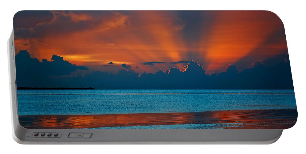 Tropical Portable Battery Charger featuring the photograph Tropical Florida Keys Red Sky at Night by Ginger Wakem