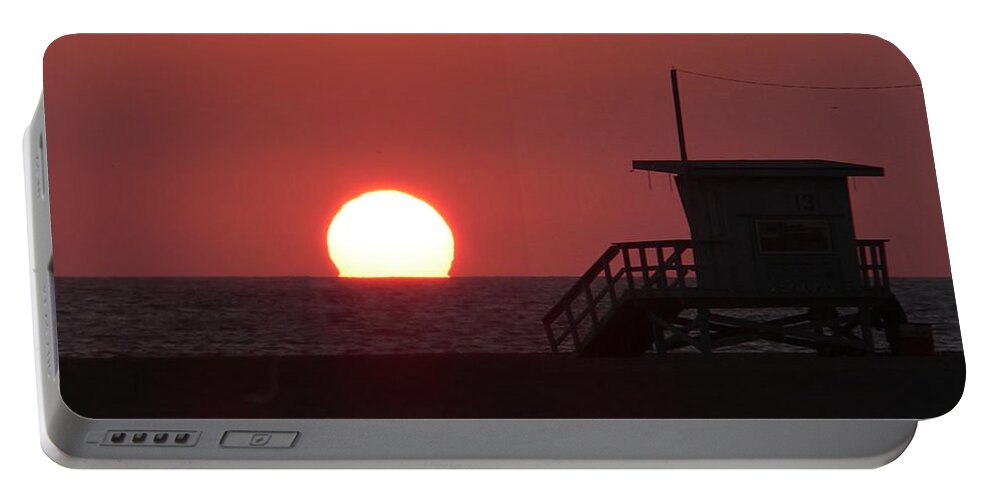 Beach Portable Battery Charger featuring the photograph Red Suset by Steve Ondrus