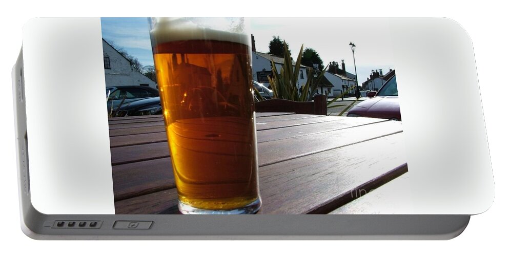Beer Portable Battery Charger featuring the photograph Reflections in a Pint by Joan-Violet Stretch