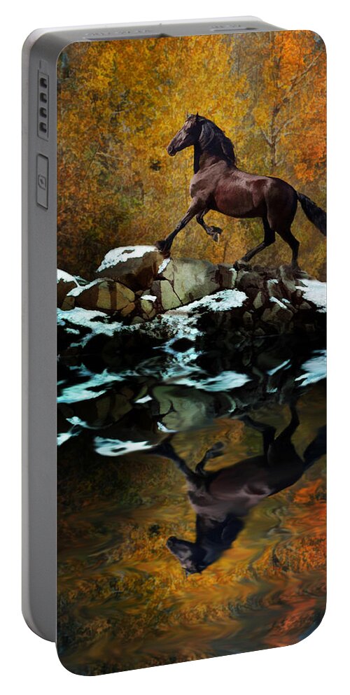 Friesians Portable Battery Charger featuring the photograph Reflections of Fall by Melinda Hughes-Berland