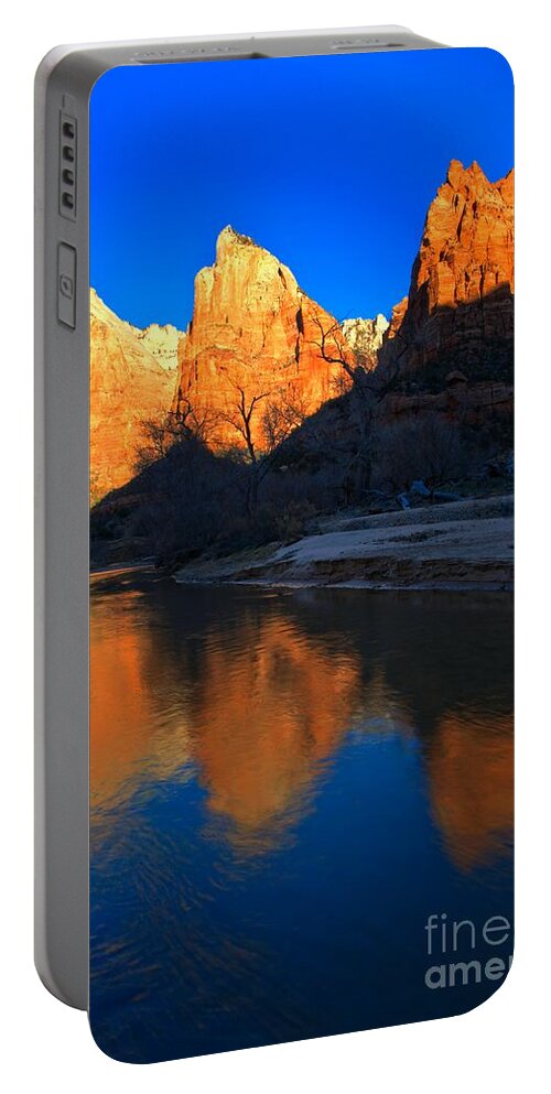 Court Of The Patriarchs Portable Battery Charger featuring the photograph Reflections Of The Zion Patriarchs by Adam Jewell