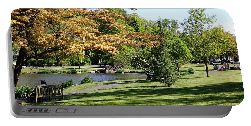 Park Portable Battery Charger featuring the photograph Relaxing in the Park by Judy Palkimas