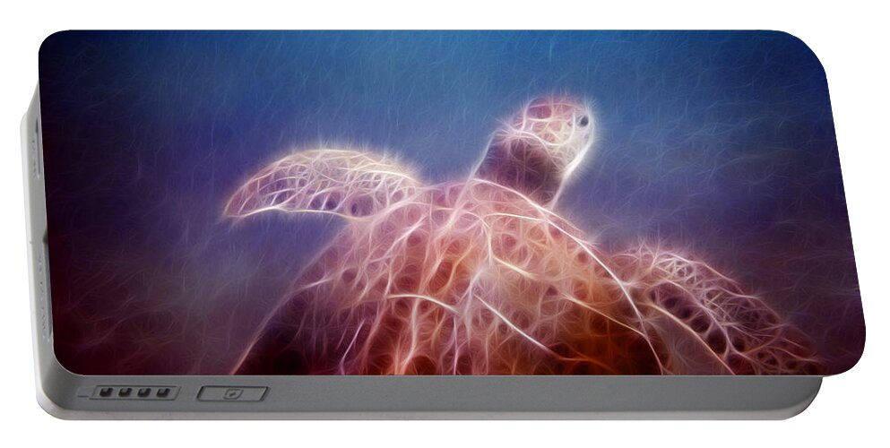 Turtle Portable Battery Charger featuring the photograph Relentless Seeker fire version by Weston Westmoreland
