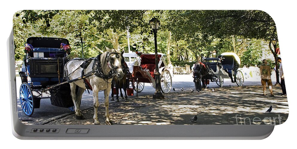 Horses Portable Battery Charger featuring the photograph Rest Stop - Central Park by Madeline Ellis