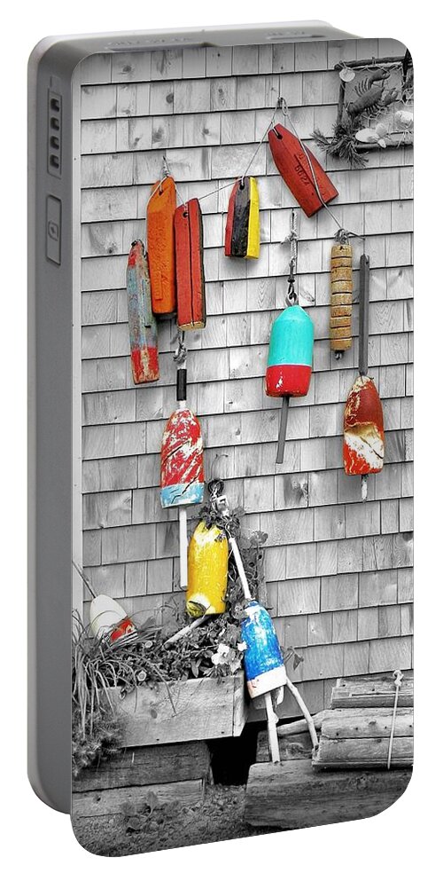Buoys Portable Battery Charger featuring the photograph Retired Buoys by Jean Goodwin Brooks