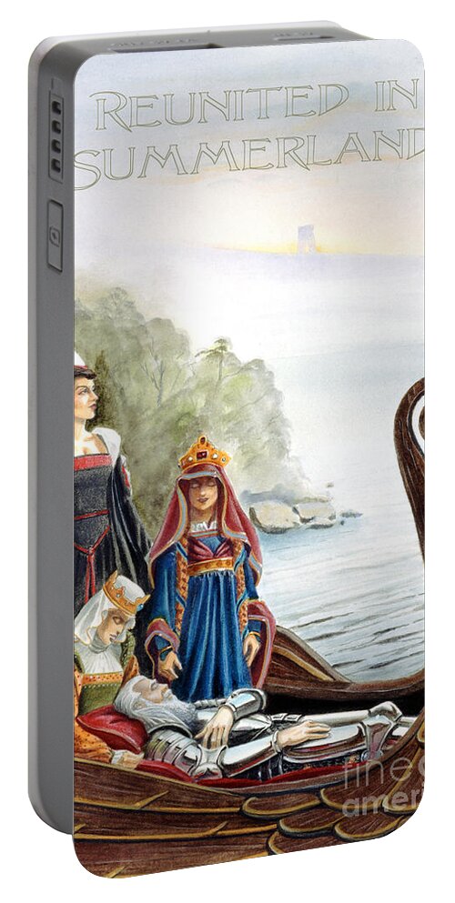Wicca Portable Battery Charger featuring the painting Reunited in Summerland by Melissa A Benson
