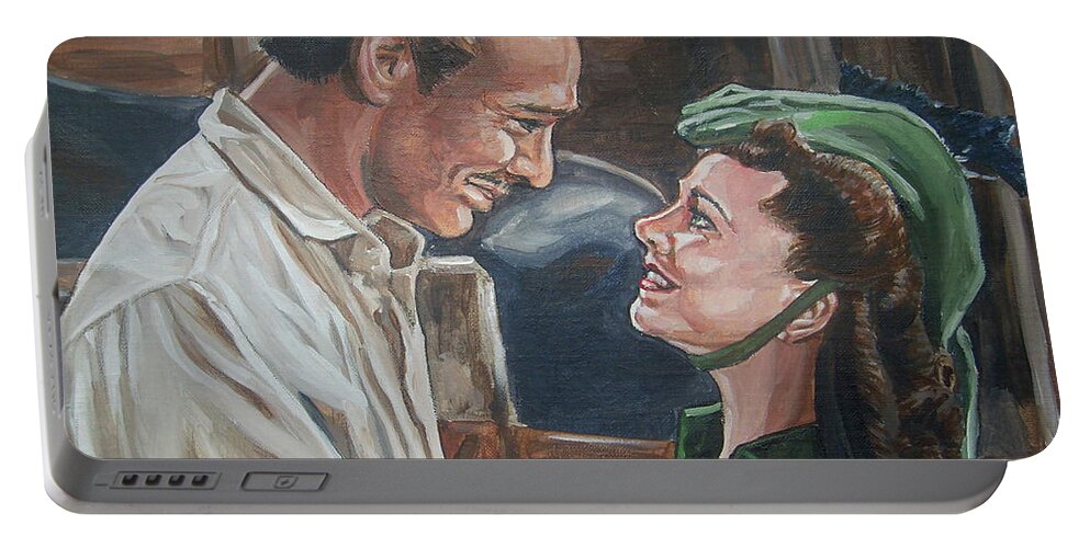 Gone With The Wind Portable Battery Charger featuring the painting Rhett and Scarlett by Bryan Bustard