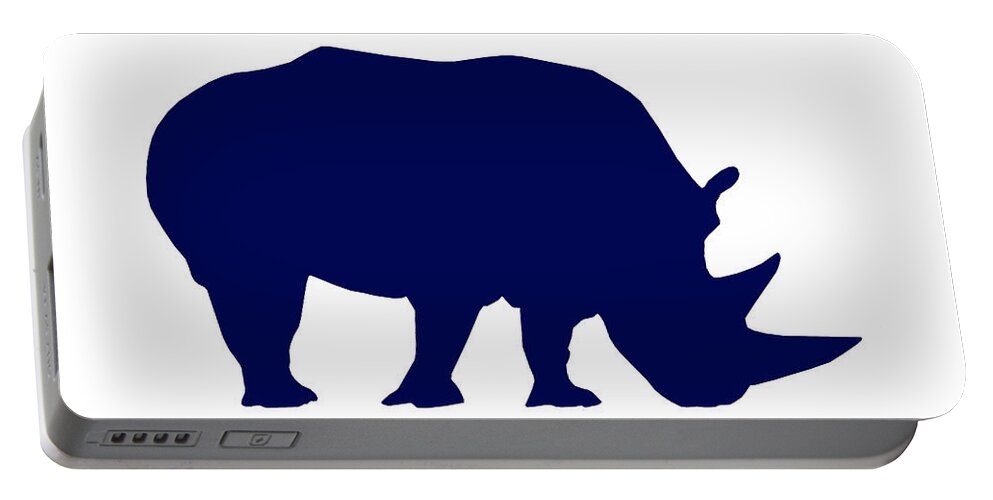 Graphic Art Portable Battery Charger featuring the photograph Rhino in Navy and White by Jackie Farnsworth