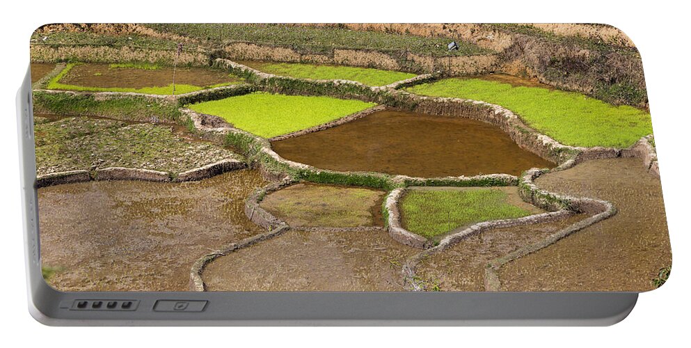 Feb0514 Portable Battery Charger featuring the photograph Rice Terraces Madagascar by Konrad Wothe
