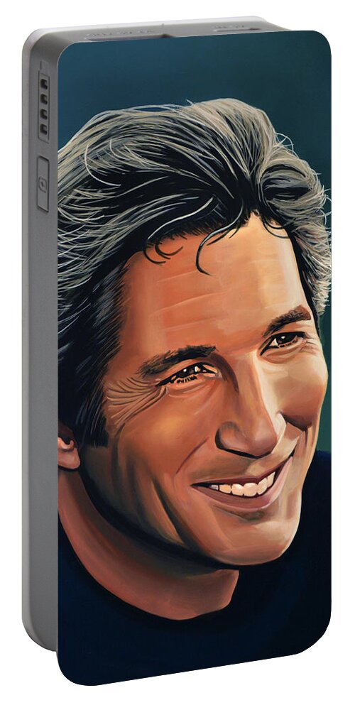 Richard Gere Portable Battery Charger featuring the painting Richard Gere by Paul Meijering