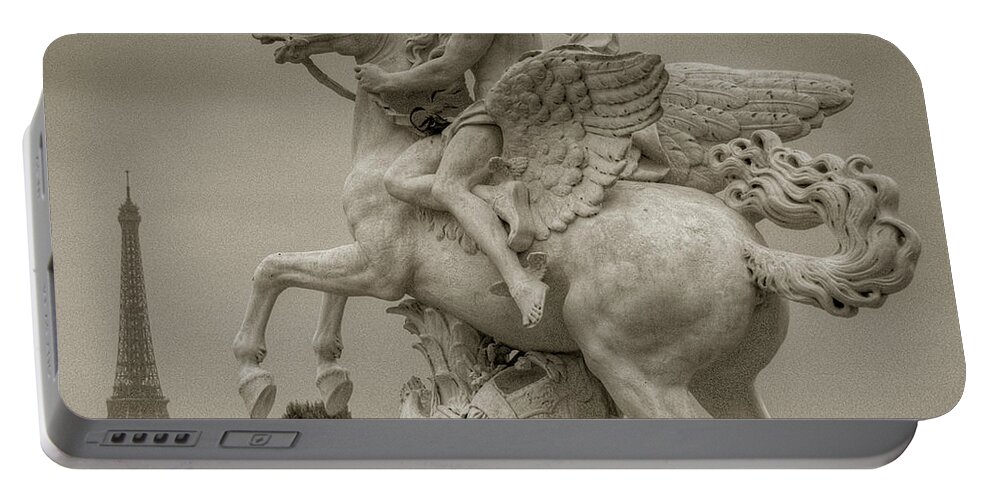 Paris Portable Battery Charger featuring the photograph Riding Pegasis by Michael Kirk