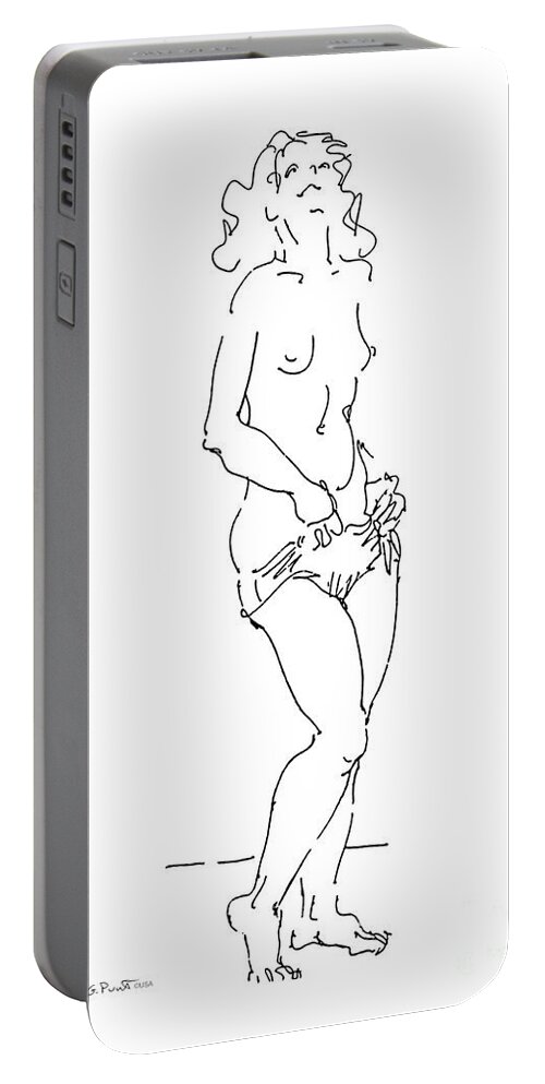 Females Portable Battery Charger featuring the drawing Rikka Dressing 3of8 by Gordon Punt