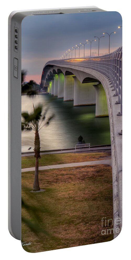 Fl Portable Battery Charger featuring the photograph Ringling Causeway Bridge Overlook by Sue Karski