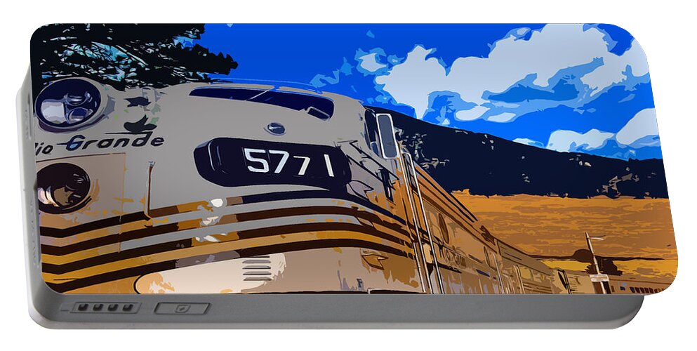 Train Portable Battery Charger featuring the mixed media Rio 5771 by Shannon Harrington