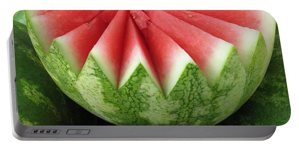 Watermelon Portable Battery Charger featuring the photograph Ripe Watermelon by Ann Horn