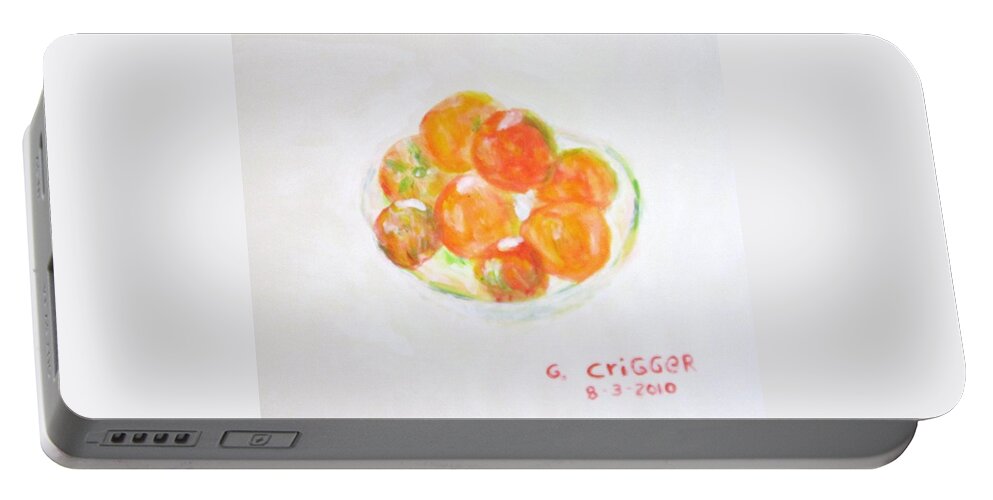 Landscape Portable Battery Charger featuring the painting Ripening Tomatoes by Glenda Crigger