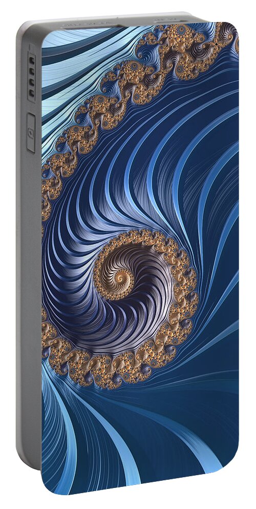 Digital Art Portable Battery Charger featuring the digital art Rippled Blue by Amanda Moore