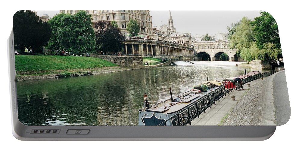 Narrowboat Portable Battery Charger featuring the photograph River Avon in Bath England by Marilyn Wilson