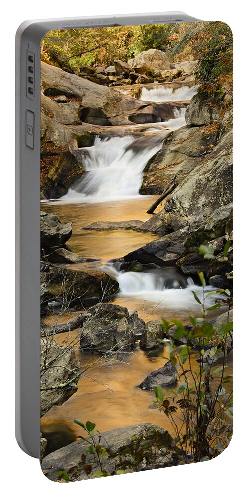 Autumn Portable Battery Charger featuring the photograph River of Gold by Penny Lisowski