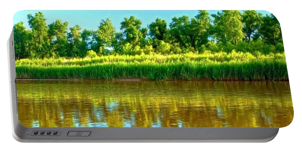 Rivers Portable Battery Charger featuring the photograph River Reflections by Roselynne Broussard