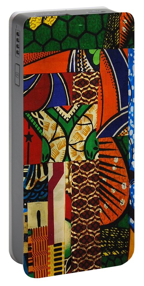 Textile Art Portable Battery Charger featuring the tapestry - textile Riverbank by Apanaki Temitayo M