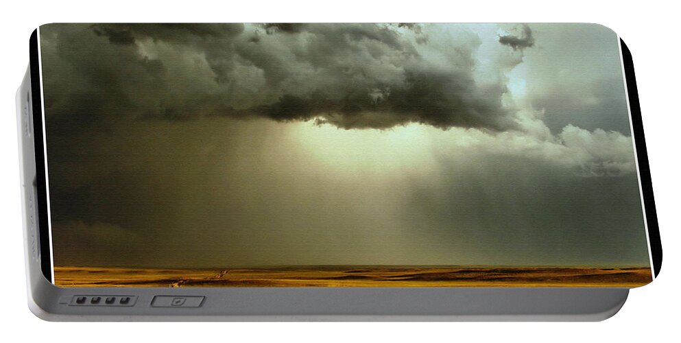 Landscape Portable Battery Charger featuring the photograph Road into the Storm by Steven Reed