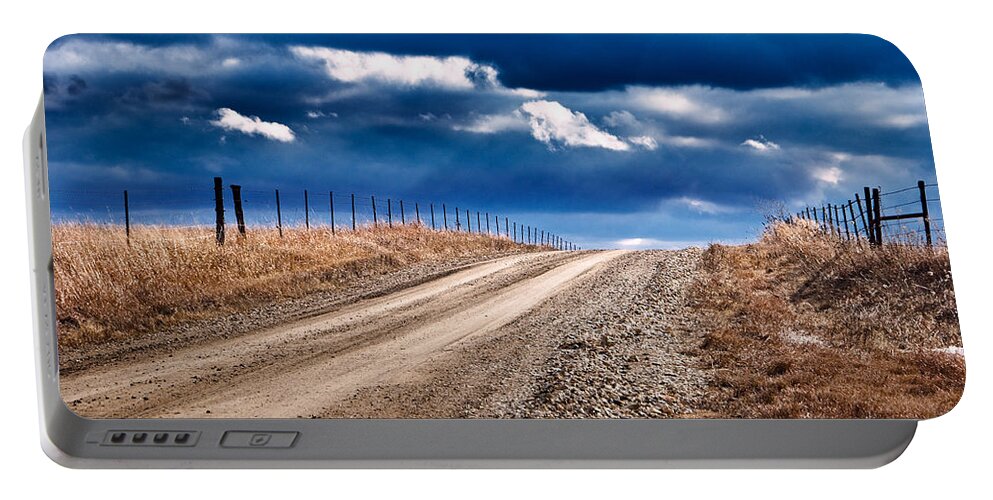 Gravel Portable Battery Charger featuring the photograph Road to the Clouds by Eric Benjamin