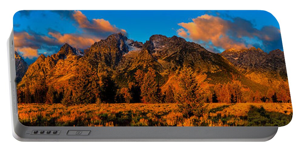 Tetons Portable Battery Charger featuring the photograph Rock of Ages Panorama by Greg Norrell