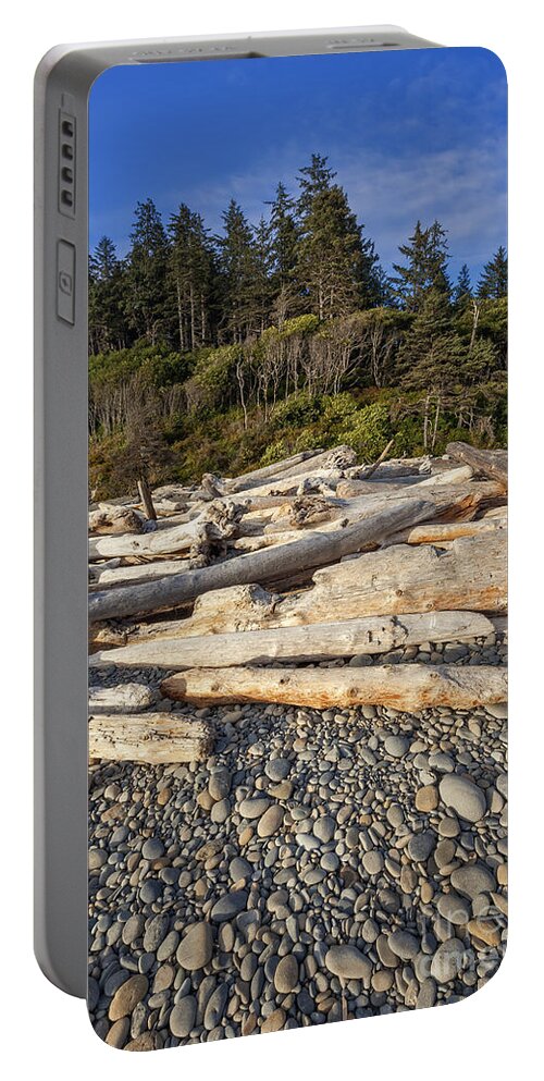 Beach Portable Battery Charger featuring the photograph Rocky Beach and Driftwood by Bryan Mullennix