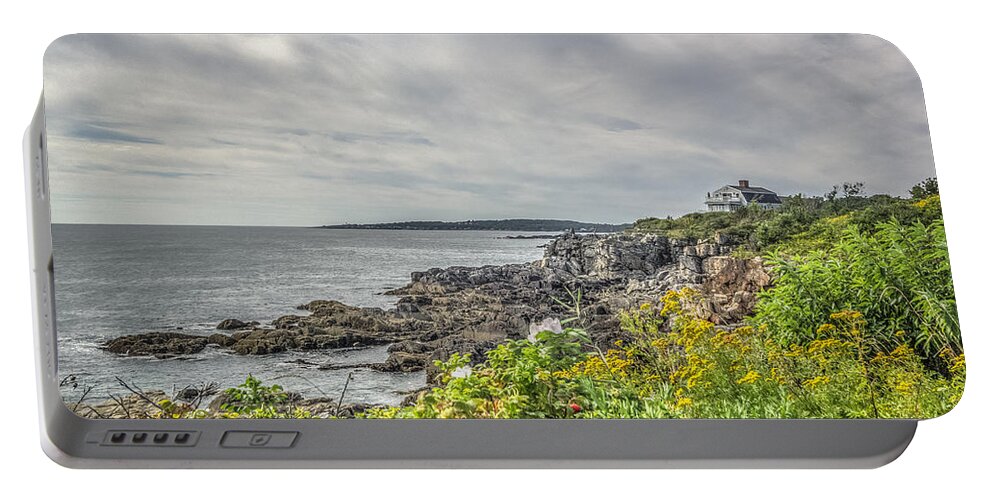 Maine Portable Battery Charger featuring the photograph Rocky Maine shoreline by Jane Luxton