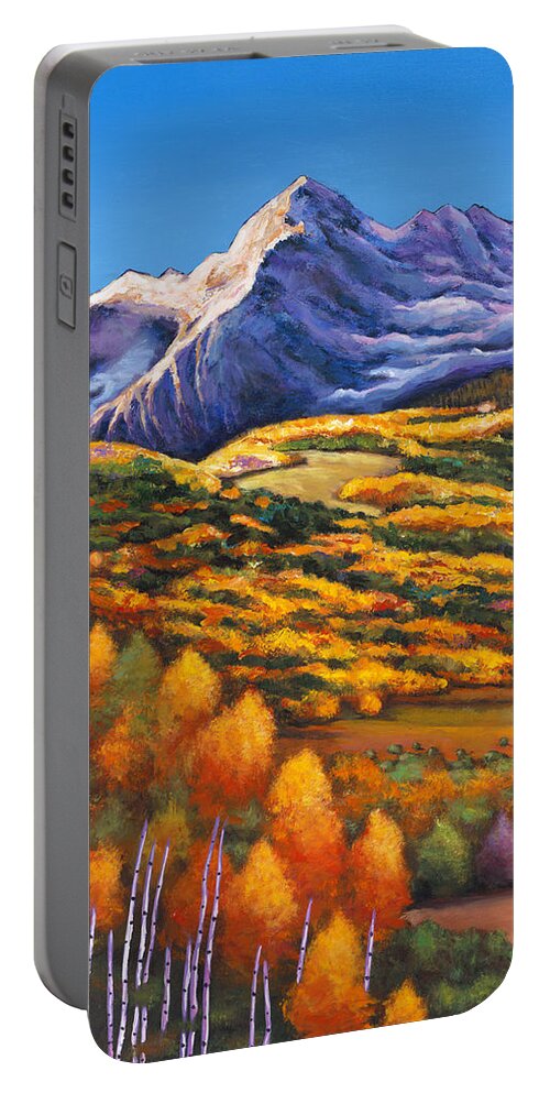 Autumn Aspen Portable Battery Charger featuring the painting Rocky Mountain High by Johnathan Harris
