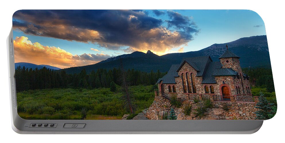 Church Portable Battery Charger featuring the photograph Rocky Mountain Stone Church by Darren White
