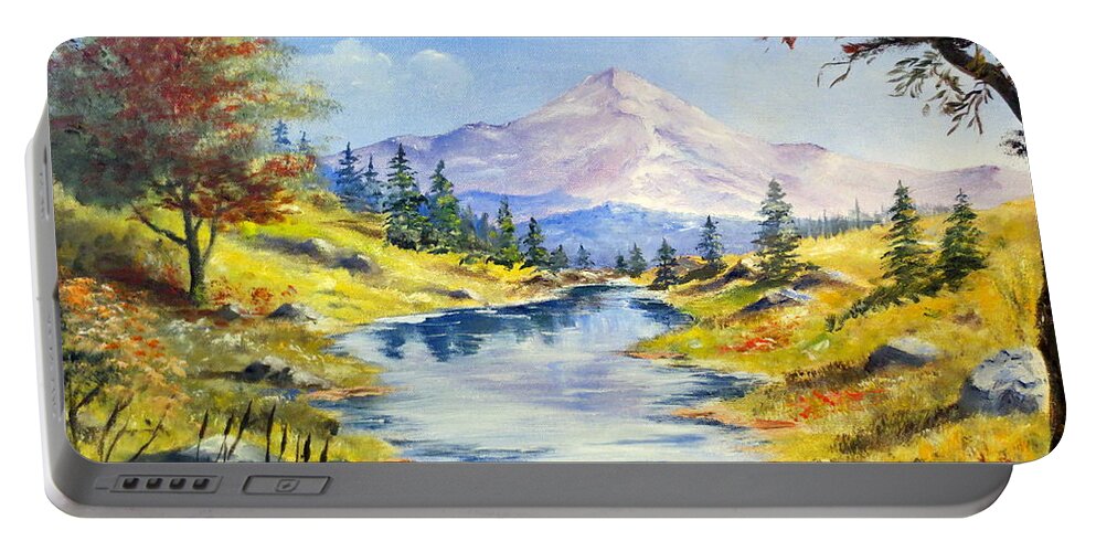 Mountain Art Portable Battery Charger featuring the painting Rocky Mountain Stream by Lee Piper