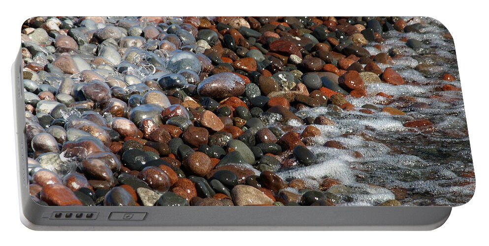 Rocky Shoreline Abstract Portable Battery Charger featuring the photograph Rocky Shoreline Abstract by Melissa Peterson