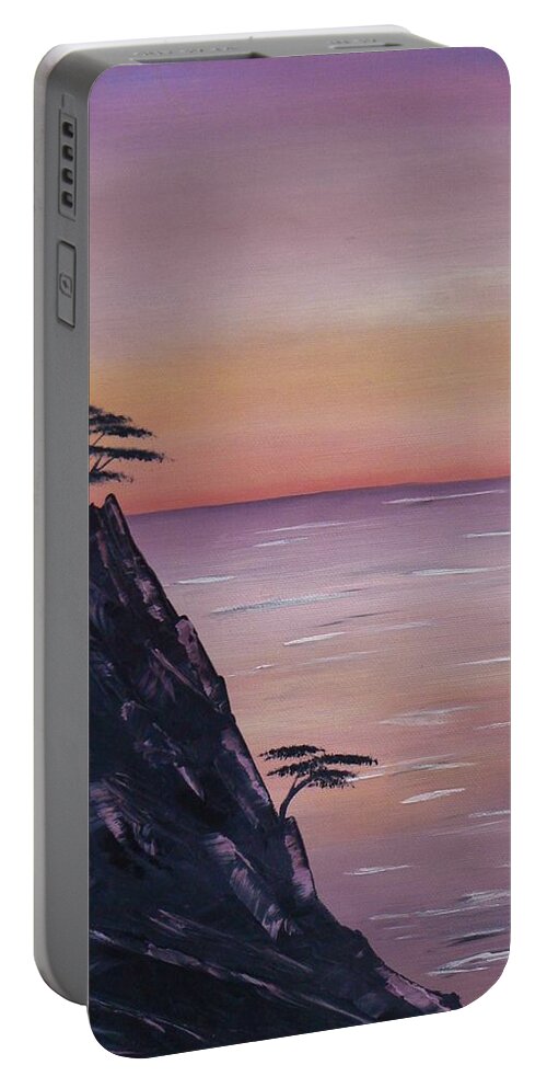 Painting Portable Battery Charger featuring the painting Rocky Sunset by Barbara St Jean